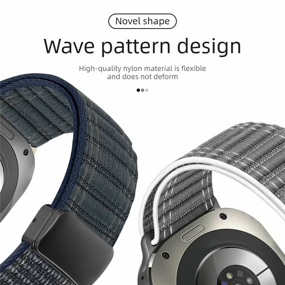 For Samsung Galaxy Watch Ultra2 47mm / Watch Ultra (2025) 47mm / Watch Ultra 47mm Watch Band Magnetic Clasp Wave Pattern Nylon Wrist Strap - Sapphire - 2