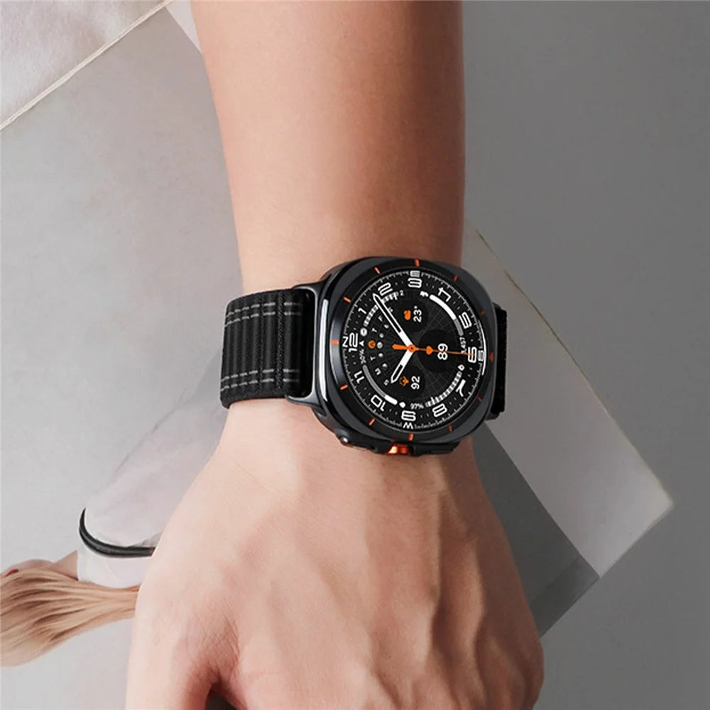 For Samsung Galaxy Watch Ultra2 47mm / Watch Ultra (2025) 47mm / Watch Ultra 47mm Watch Band Magnetic Clasp Wave Pattern Nylon Wrist Strap - Sapphire - 4
