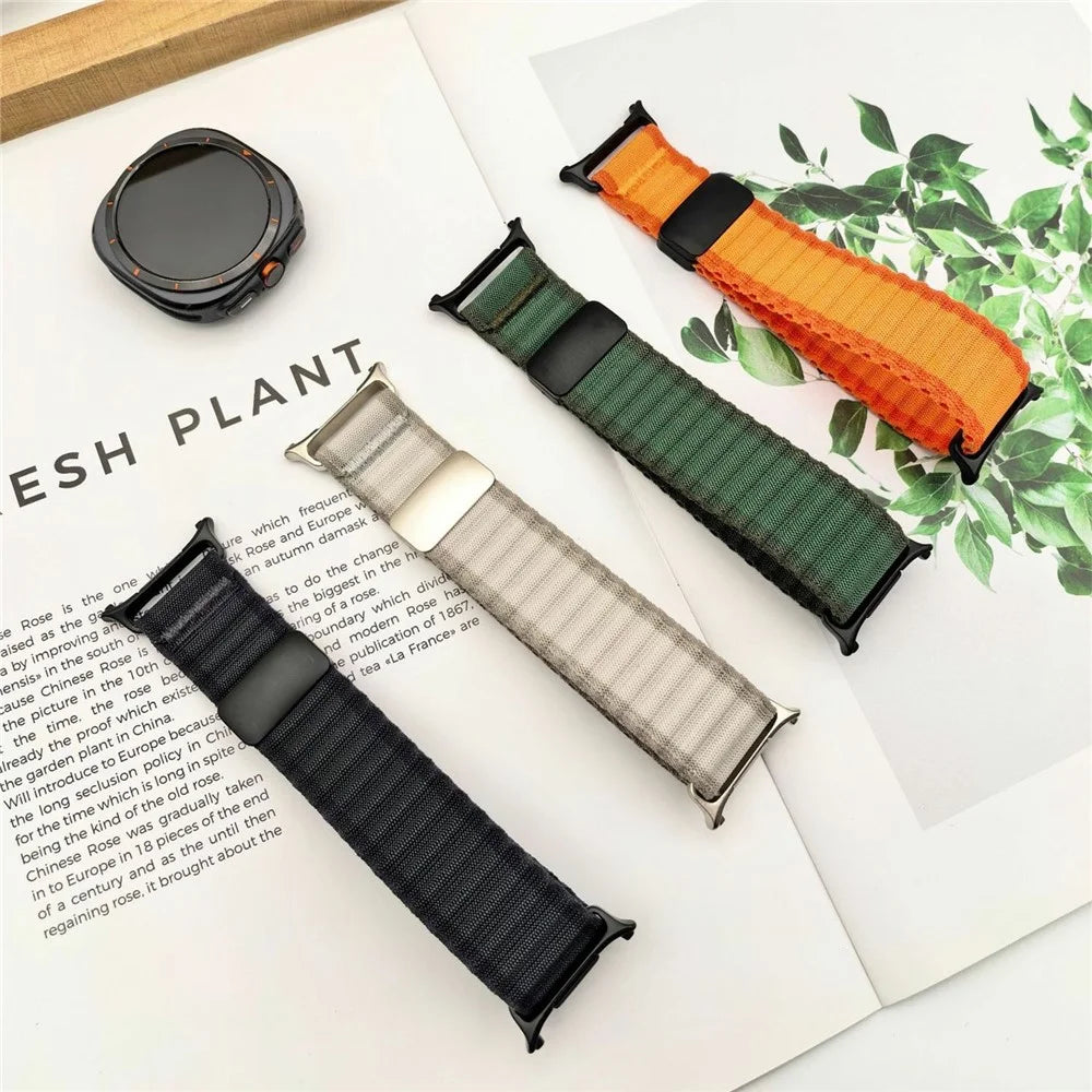 For Samsung Galaxy Watch Ultra2 47mm / Watch Ultra (2025) 47mm / Watch Ultra 47mm Watch Band Magnetic Buckle Wide Wave Pattern Nylon Wrist Strap - White - 5