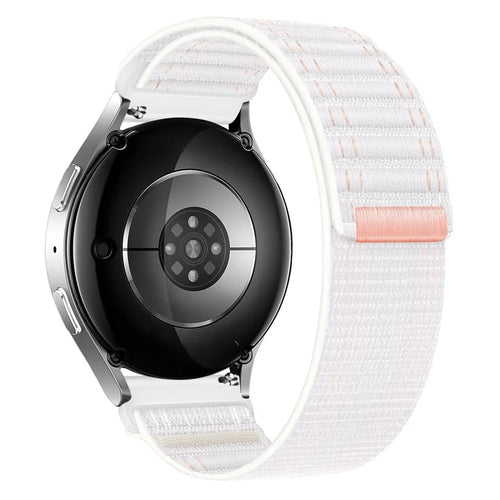 For Samsung Galaxy Watch7 44mm  /  40mm Nylon Watch Band 20mm Wave Pattern Magic Tape Closure Wrist Strap - White - 1