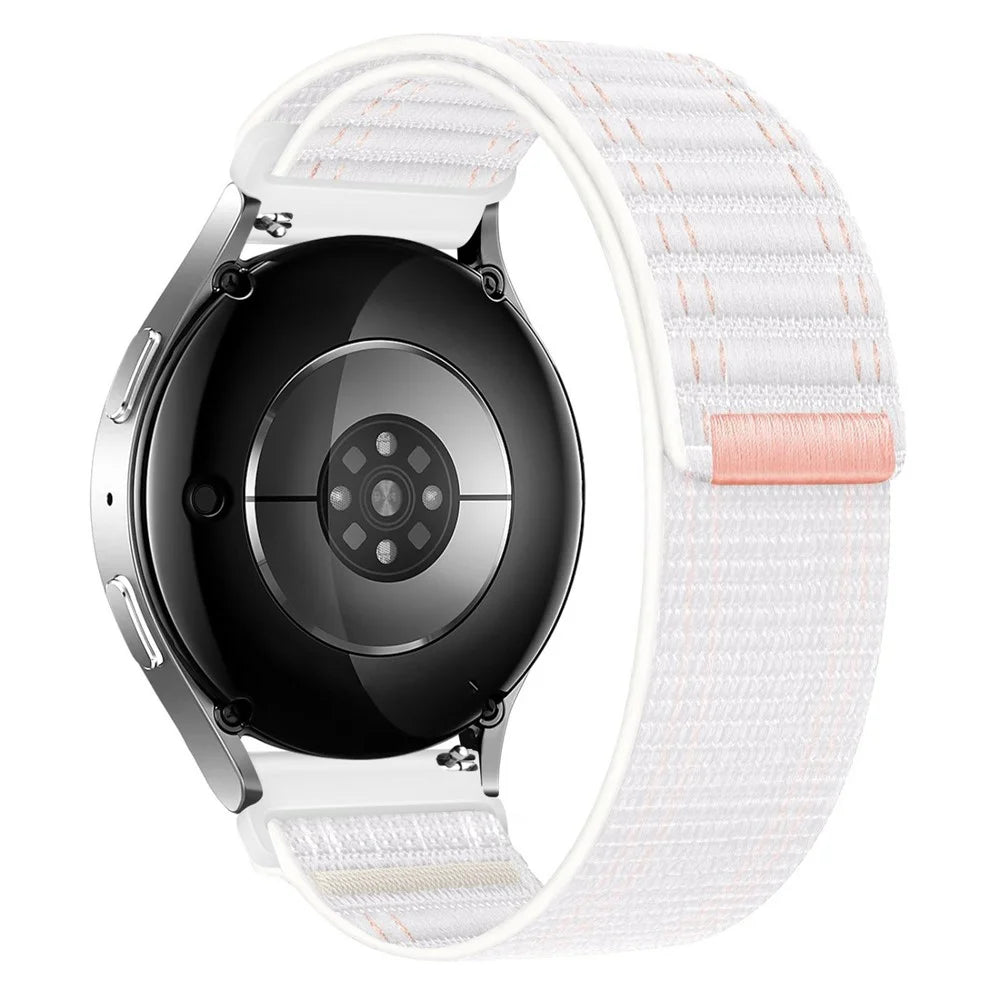 For Samsung Galaxy Watch7 44mm  /  40mm Nylon Watch Band 20mm Wave Pattern Magic Tape Closure Wrist Strap - White - 1