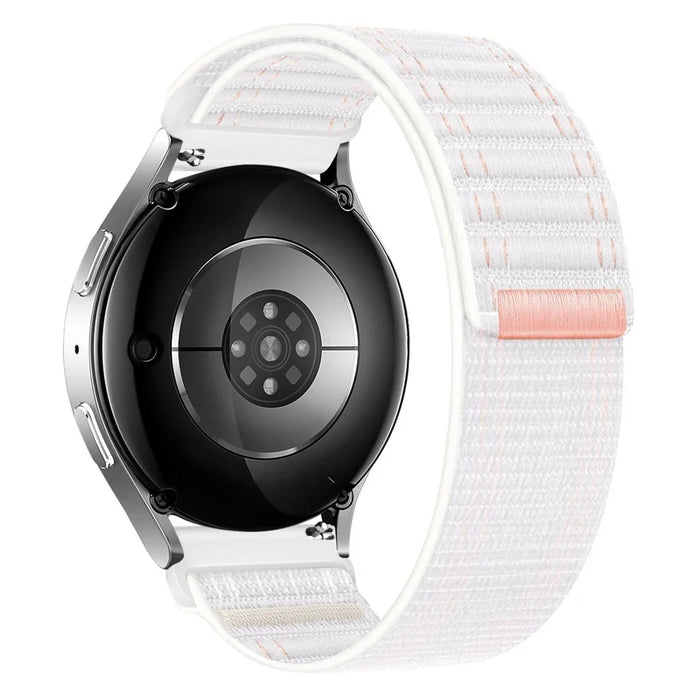 For Samsung Galaxy Watch7 44mm  /  40mm Nylon Watch Band 20mm Wave Pattern Magic Tape Closure Wrist Strap - White - 1
