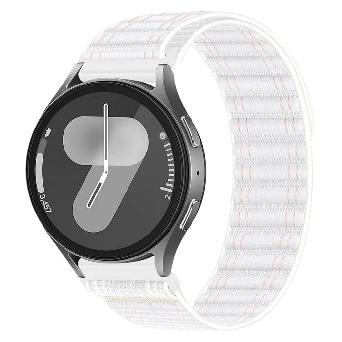 For Samsung Galaxy Watch7 44mm  /  40mm Nylon Watch Band 20mm Wave Pattern Magic Tape Closure Wrist Strap - White - 2