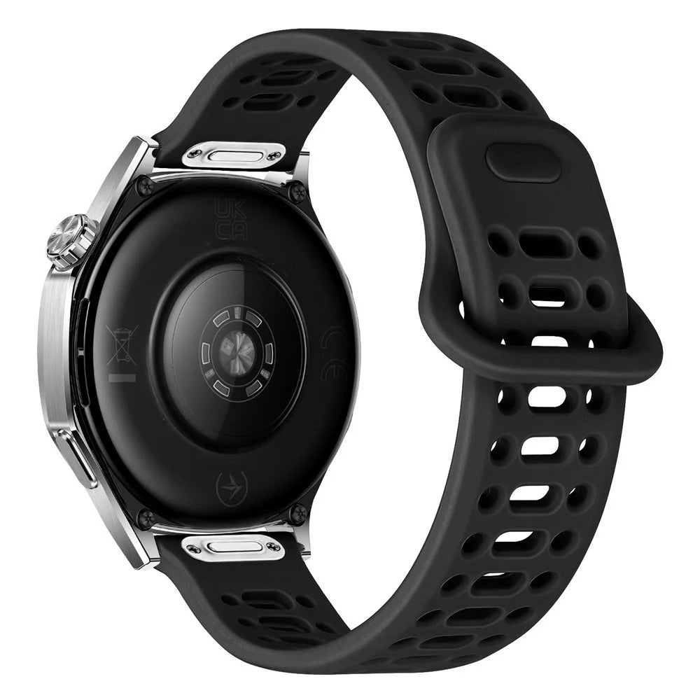 For Samsung Galaxy Watch7 44mm  /  40mm Silicone Watch Band 20mm Quick Release Button Hollow Reverse Buckle Wrist Strap - Black - 1
