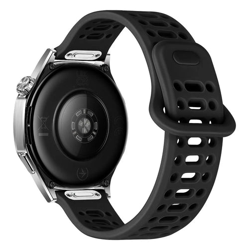 For Samsung Galaxy Watch7 44mm  /  40mm Silicone Watch Band 20mm Quick Release Button Hollow Reverse Buckle Wrist Strap - Black - 1