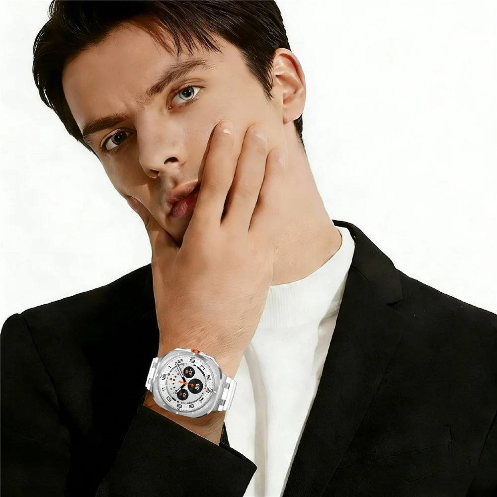 For Samsung Galaxy Watch Ultra2 47mm / Watch Ultra (2025) 47mm / Watch Ultra 47mm Breathable Watch Strap Silicone Band - White + Silver Buckle - 4