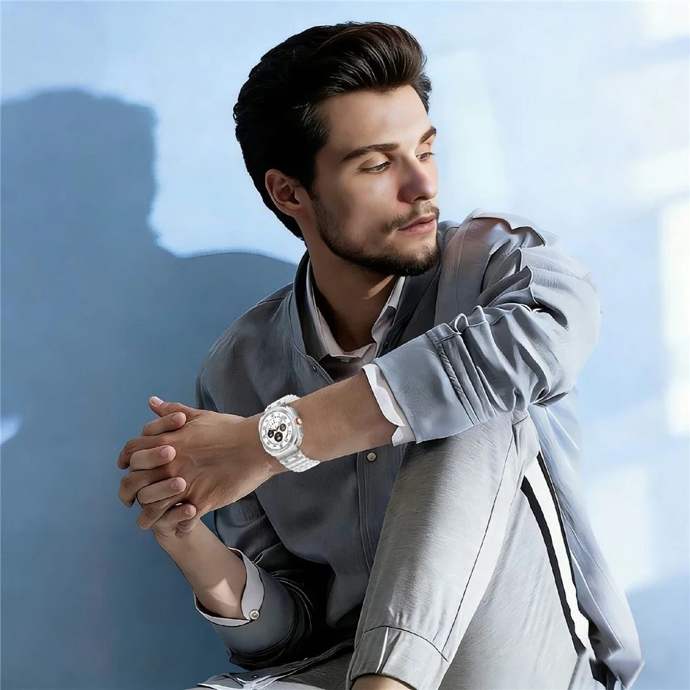 For Samsung Galaxy Watch Ultra2 47mm / Watch Ultra (2025) 47mm / Watch Ultra 47mm Breathable Watch Strap Silicone Band - White + Silver Buckle - 6