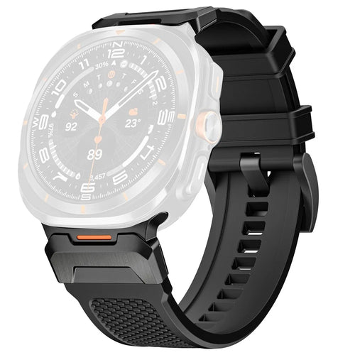 AHASTYLE BO05 For Samsung Watch Ultra2 47mm / Watch Ultra (2025) 47mm / Watch Ultra 47mm Rubber Strap with Stainless Steel Buckle Sport Style Watch Band - Black - 1