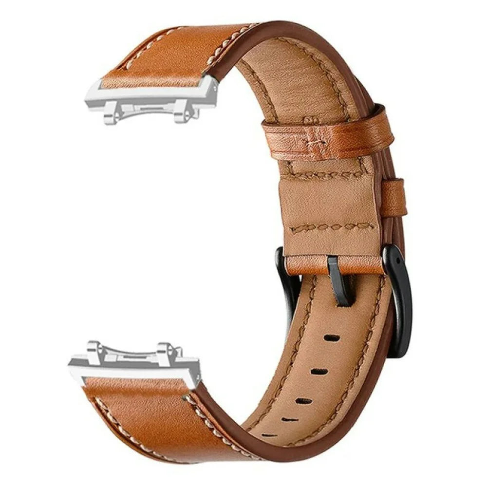 Fiber Leather Watch Band for Huami Amazfit T-Rex 3 Stitching Line Quick Release Replacement Strap - Brown - 1
