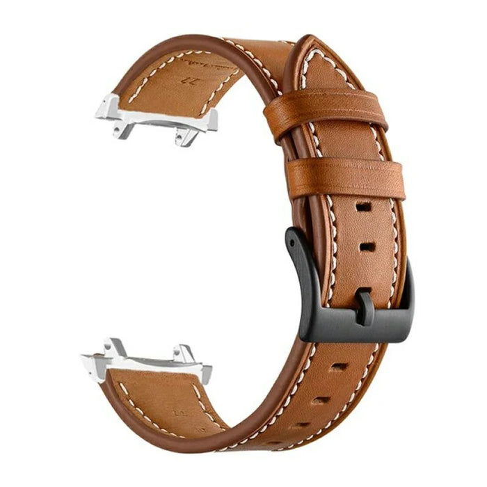 Fiber Leather Watch Band for Huami Amazfit T-Rex 3 Stitching Line Quick Release Replacement Strap - Brown - 3