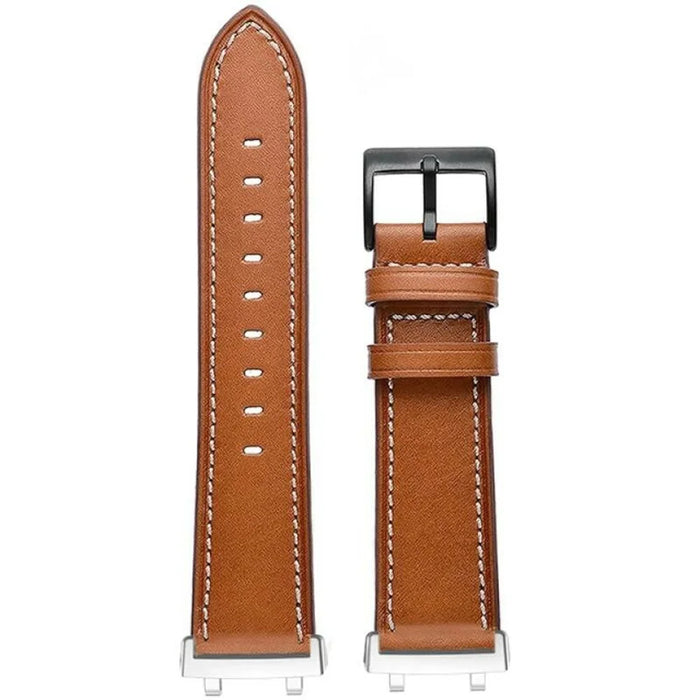 Fiber Leather Watch Band for Huami Amazfit T-Rex 3 Stitching Line Quick Release Replacement Strap - Brown - 4