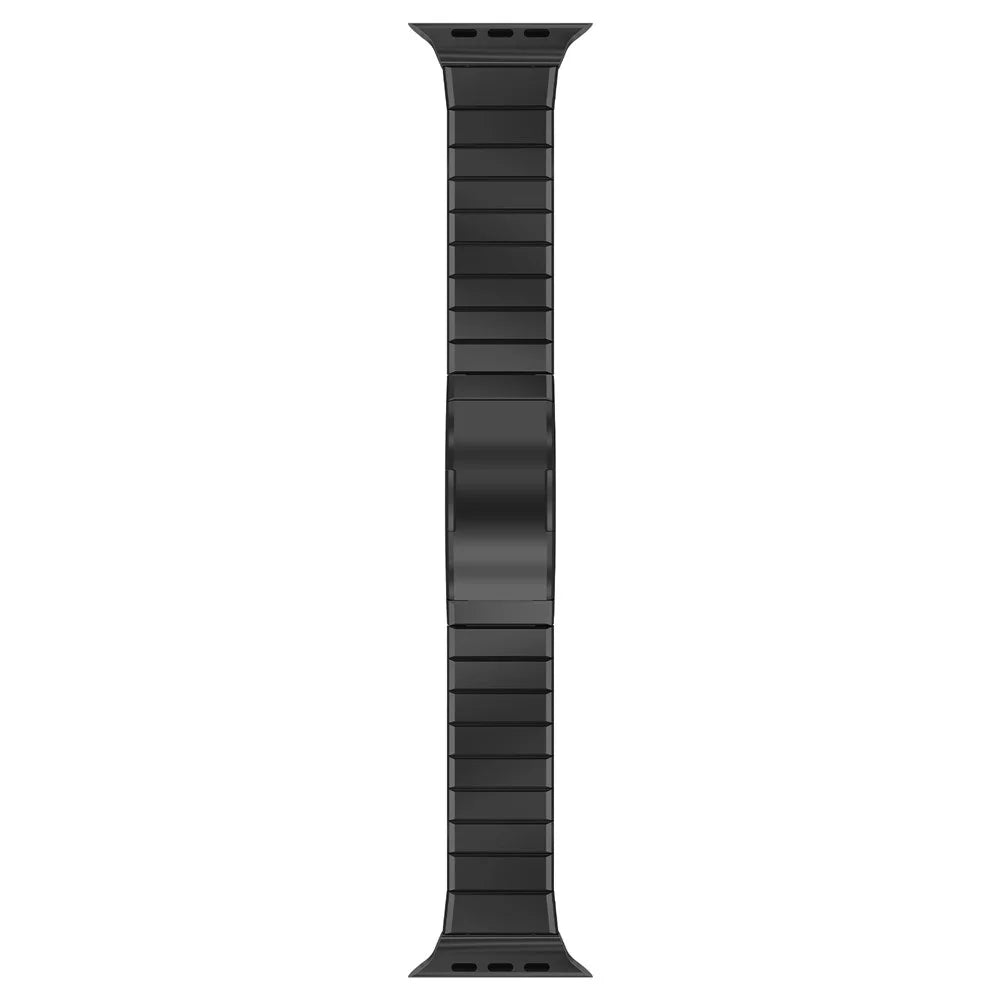 Dual Folded Buckle Watch Band for Apple Watch Ultra 3 2 1 49mm  /  Series 11 10 46mm  /  9 8 7 45mm  /  SE3 SE2 SE 6 5 4 44mm  /  3 2 1 42mm Titanium Alloy Wrist Strap - Black - 3