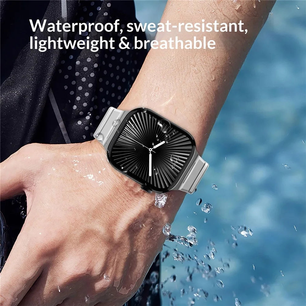 Dual Folded Buckle Watch Band for Apple Watch Ultra 3 2 1 49mm  /  Series 11 10 46mm  /  9 8 7 45mm  /  SE3 SE2 SE 6 5 4 44mm  /  3 2 1 42mm Titanium Alloy Wrist Strap - Black - 7