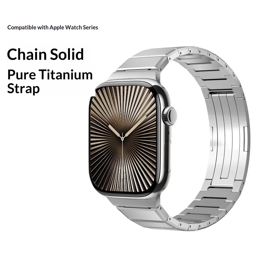 Dual Folded Buckle Watch Band for Apple Watch Series 11 10 42mm  /  9 8 7 41mm  /  SE3 SE2 SE 6 5 4 40mm  /  3 2 1 38mm Titanium Alloy Wrist Strap - Black - 4