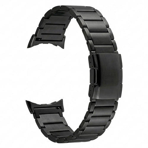 Watch Band For Google Pixel Watch 4 45mm / Watch 3 45mm 3-Bead Turtle Back Buckle Titanium Alloy Strap - Black - 1