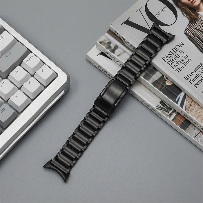 Watch Band For Google Pixel Watch 4 45mm / Watch 3 45mm 3-Bead Turtle Back Buckle Titanium Alloy Strap - Black - 2