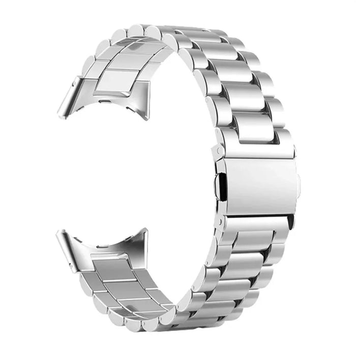 Integrated 3-Link Watch Band for Google Pixel Watch 4 45mm / Watch 3 45mm Titanium Alloy Strap with Butterfly Clasp - Silver - 1