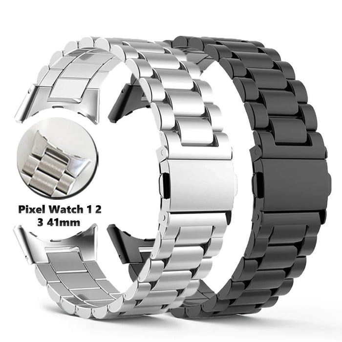 Integrated 3-Link Watch Band for Google Pixel Watch 4 45mm / Watch 3 45mm Titanium Alloy Strap with Butterfly Clasp - Silver - 4