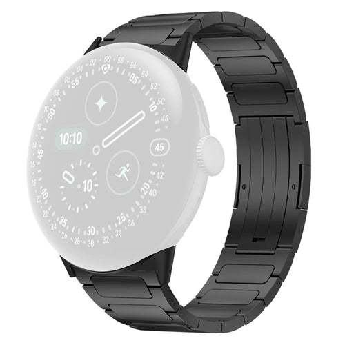 H-Link Metal Watch Band for Google Pixel Watch 4 45mm / Watch 3 45mm Wrist Band with Folding Buckle - Black - 1
