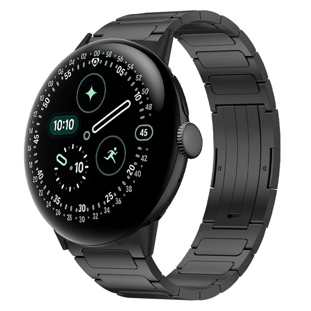 H-Link Metal Watch Band for Google Pixel Watch 4 45mm / Watch 3 45mm Wrist Band with Folding Buckle - Black - 2