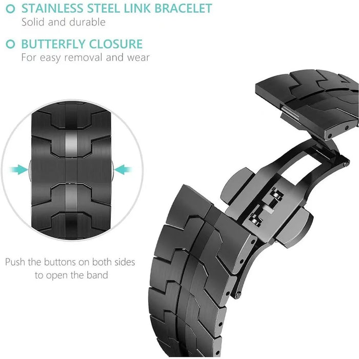 Butterfly Buckle Strap for Google Pixel Watch 4 45mm / Watch 3 45mm Titanium Alloy Watch Band - Black - 2