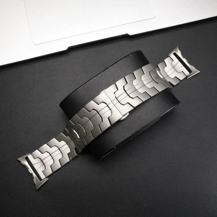 Butterfly Buckle Strap for Google Pixel Watch 4 45mm / Watch 3 45mm Titanium Alloy Watch Band - Black - 4