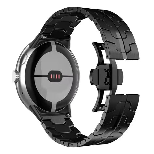 Watch Band For Google Pixel Watch 4 45mm / Watch 3 45mm Butterfly Clasp Stainless Steel Wrist Strap - Black - 1