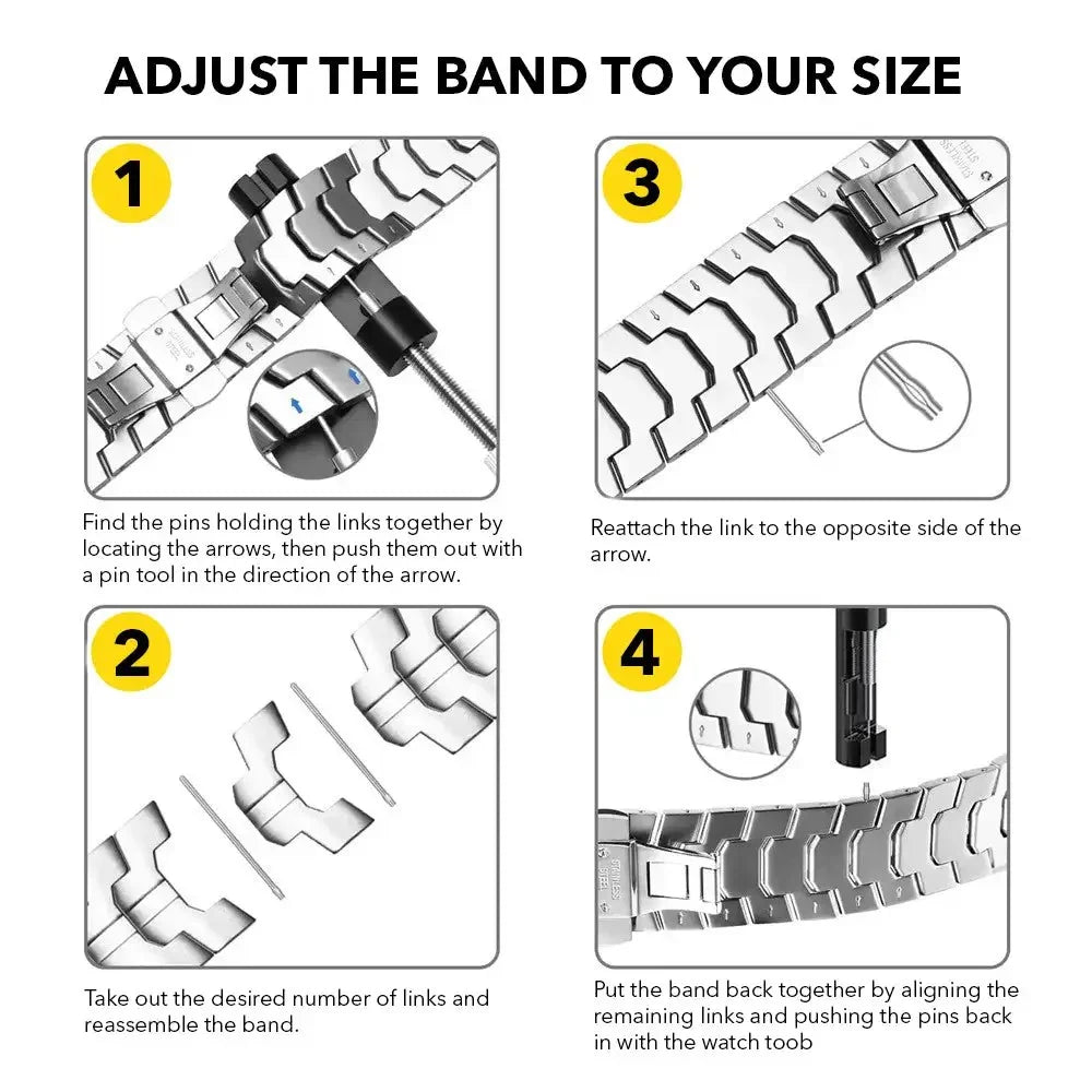 Watch Band For Google Pixel Watch 4 45mm / Watch 3 45mm Butterfly Clasp Stainless Steel Wrist Strap - Black - 6