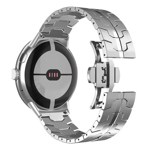 Watch Band for Google Pixel Watch 4 41mm / Watch 3 41mm / Watch 2 / Watch Butterfly Clasp Stainless Steel Wrist Strap - Silver - 1