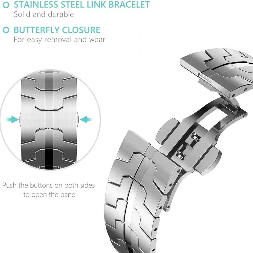 Watch Band for Google Pixel Watch 4 41mm / Watch 3 41mm / Watch 2 / Watch Butterfly Clasp Stainless Steel Wrist Strap - Silver - 2