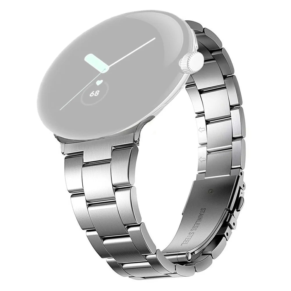 3-Bead Stainless Steel Band for Google Pixel Watch 4 41mm / Watch 3 41mm / Watch 2 / Watch Removable Links Adjustable Watch Strap - Silver - 1
