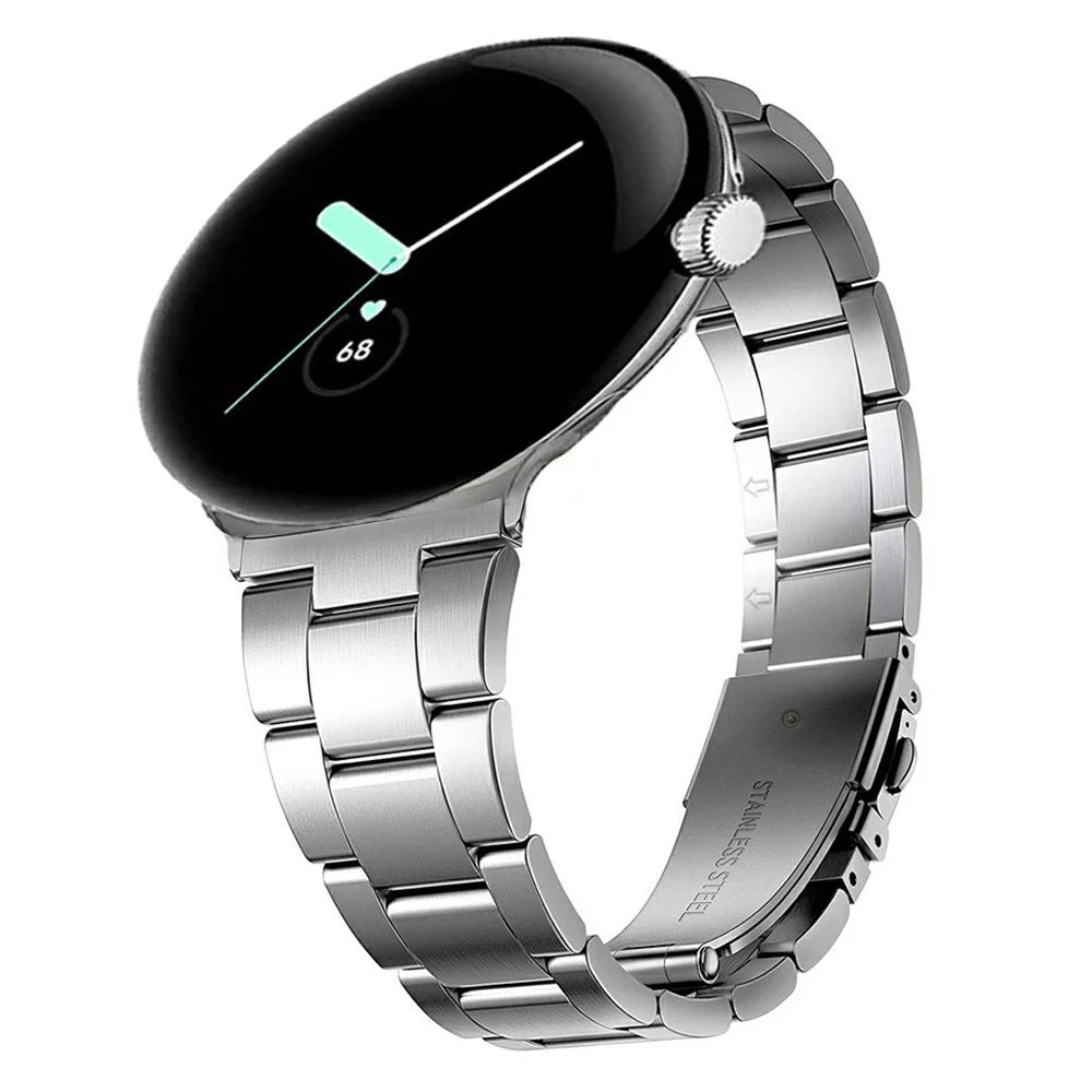 3-Bead Stainless Steel Band for Google Pixel Watch 4 41mm / Watch 3 41mm / Watch 2 / Watch Removable Links Adjustable Watch Strap - Silver - 2
