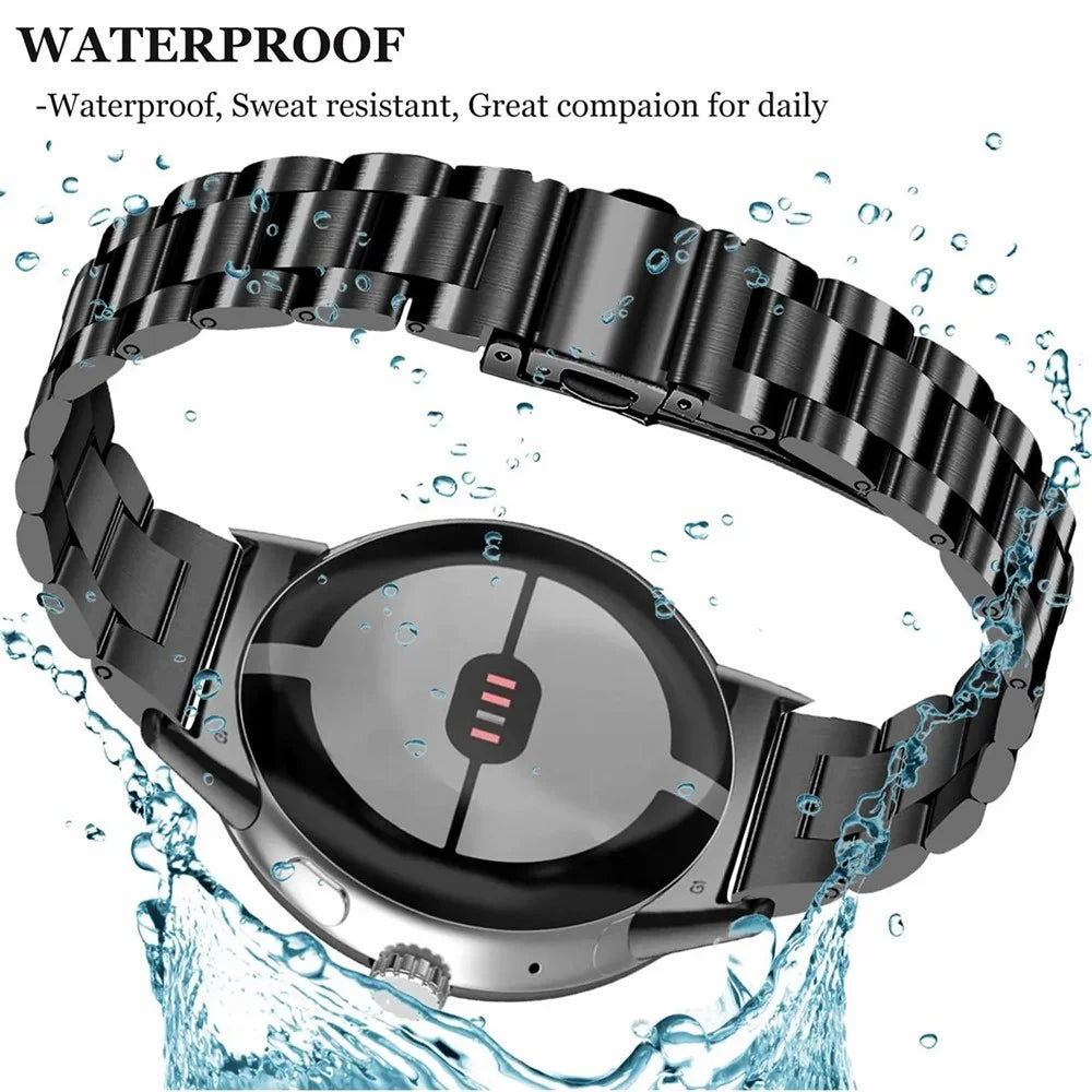 3-Bead Stainless Steel Band for Google Pixel Watch 4 41mm / Watch 3 41mm / Watch 2 / Watch Removable Links Adjustable Watch Strap - Silver - 3