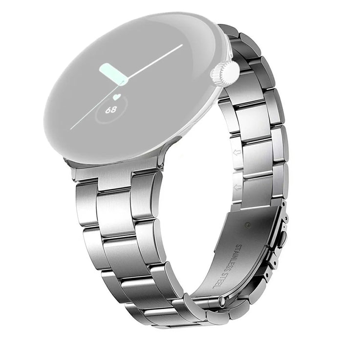 3-Bead Stainless Steel Band for Google Pixel Watch 4 45mm / Watch 3 45mm Removable Links Adjustable Watch Strap - Silver - 1