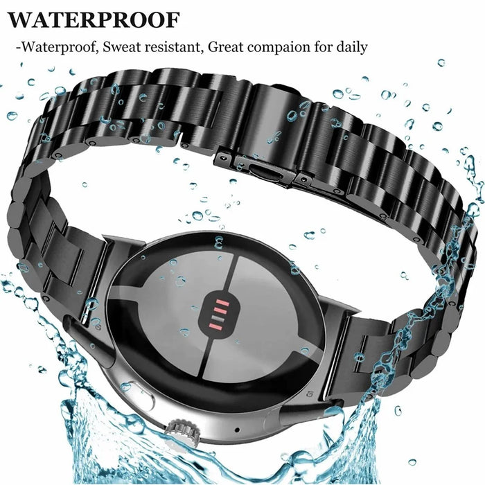 3-Bead Stainless Steel Band for Google Pixel Watch 4 45mm / Watch 3 45mm Removable Links Adjustable Watch Strap - Silver - 3