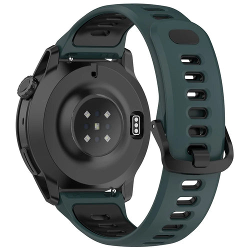 Dual Color Silicone Band for Coros Pace 4 Quick Release Breathable Watch Strap - Olive Green / Black - 1