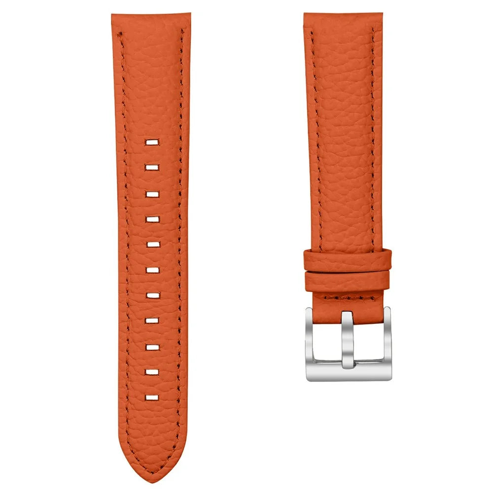 20mm Litchi Texture Genuine Cow Leather Strap for Garmin Forerunner 168 / Forerunner 168 Music / D2 Air X10 Pointed-End Watch Band with Silver Buckle - Orange - 3