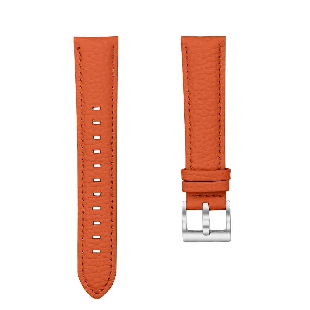 Litchi Texture Genuine Cow Leather Strap for Huami Amazfit Active 2 Square / Active 2 / GTR Mini Pointed-End Watch Band with Silver Buckle - Orange - 2