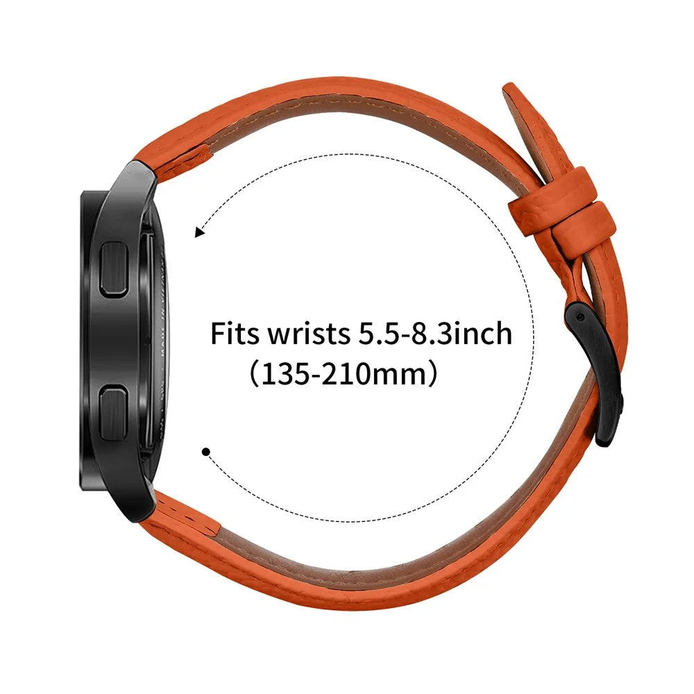 Litchi Textured Genuine Cow Leather Strap with Electroplated Buckle for Garmin Forerunner 165 / Forerunner 165 Music / D2 Air X10 Pointed-End Watch Band - Orange  /  Black - 5