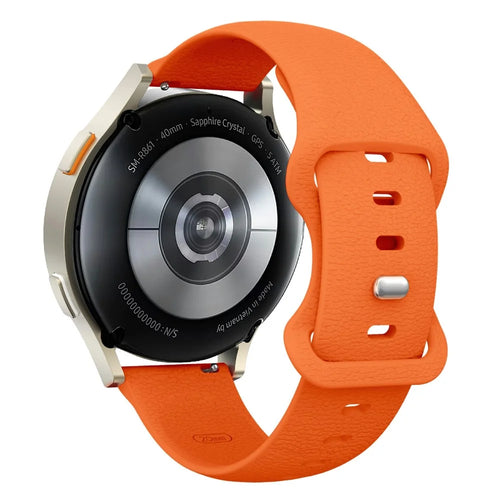 20mm Silicone Watch Band for Samsung Galaxy Watch7 44mm / 40mm / Watch6 Classic 47mm / 43mm Litchi Texture Strap with Butterfly Buckle - Orange - 1
