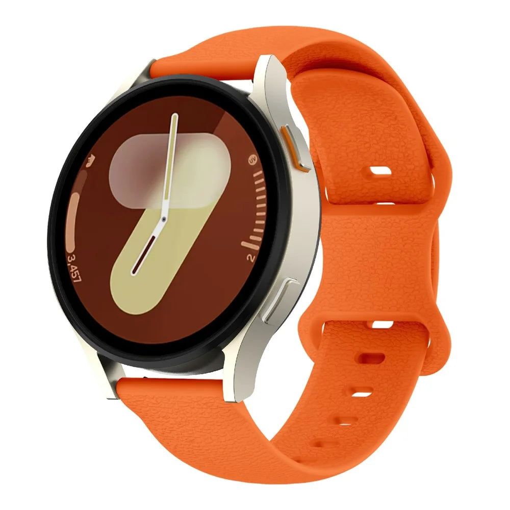 20mm Silicone Watch Band for Samsung Galaxy Watch7 44mm / 40mm / Watch6 Classic 47mm / 43mm Litchi Texture Strap with Butterfly Buckle - Orange - 2