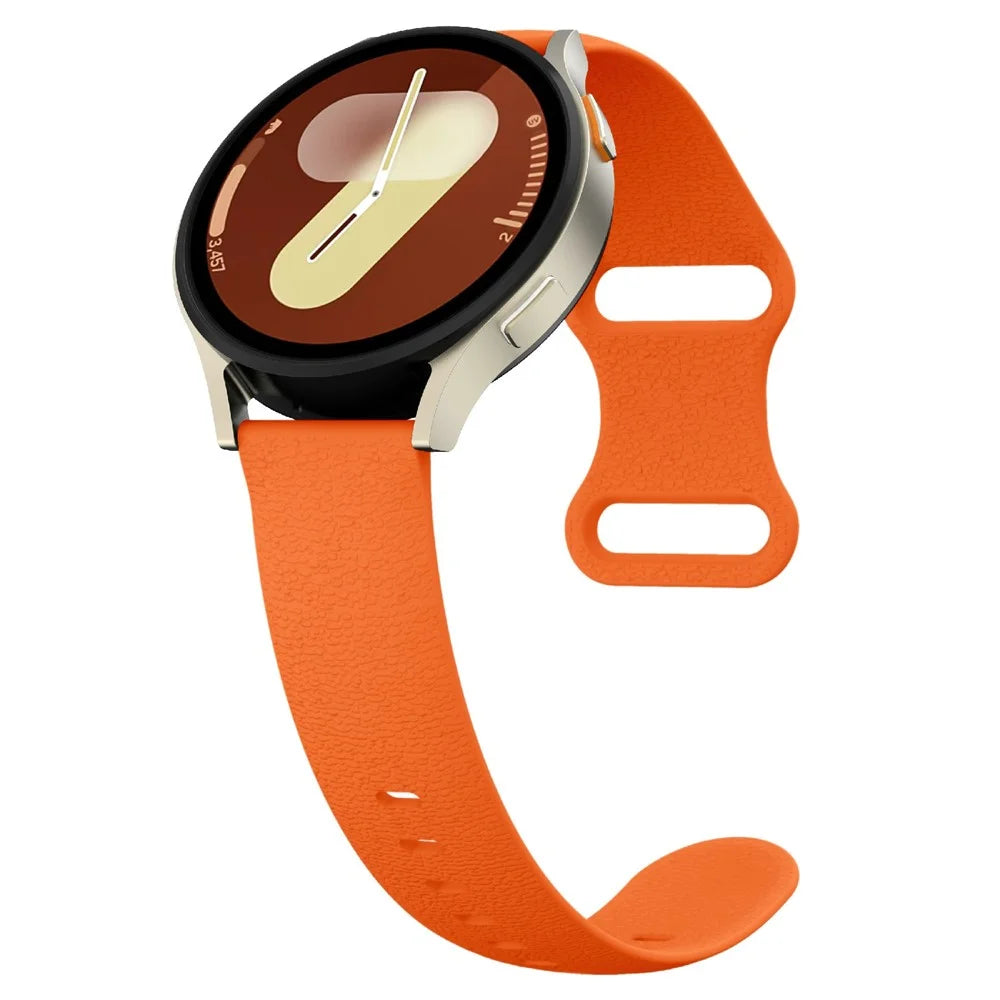 20mm Silicone Watch Band for Samsung Galaxy Watch7 44mm / 40mm / Watch6 Classic 47mm / 43mm Litchi Texture Strap with Butterfly Buckle - Orange - 4