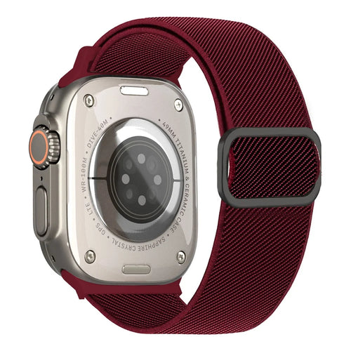 Textured Nylon Watch Band for Apple Watch Series 11 10 42mm  /  9 8 7 41mm  /  SE3 SE2 SE 6 5 4 40mm  /  3 2 1 38mm Adjustable Wrist Strap with Metal Buckle - Wine Red - 1