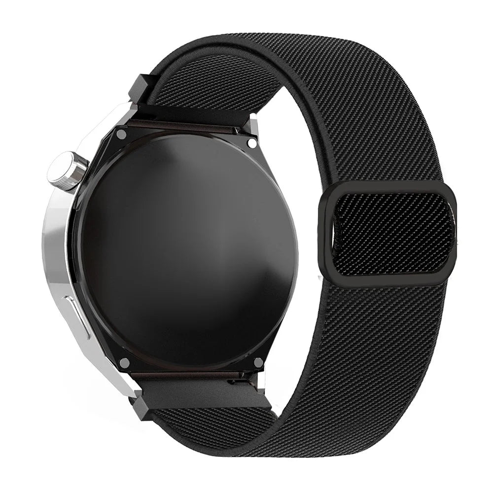20mm Textured Nylon Watch Band for Samsung Galaxy Watch7 / 6 / 5 / 4 44mm 40mm / Huawei Watch GT 3 42mm / Huami Amazfit GTR Mini Adjustable Wrist Strap with Metal Buckle - Black - 1