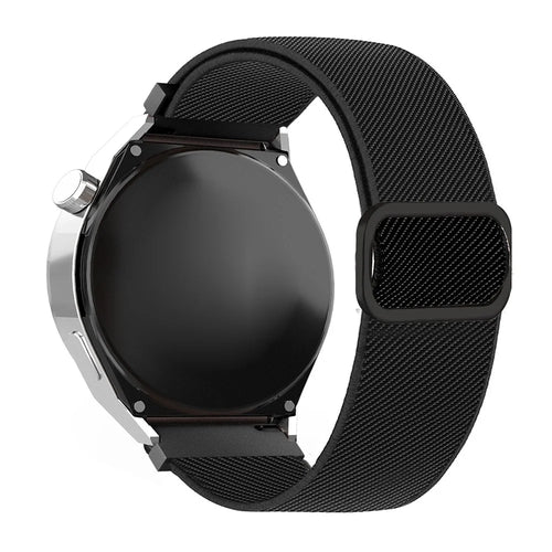 20mm Textured Nylon Watch Band for Samsung Galaxy Watch7 / 6 / 5 / 4 44mm 40mm / Huawei Watch GT 3 42mm / Huami Amazfit GTR Mini Adjustable Wrist Strap with Metal Buckle - Black - 1