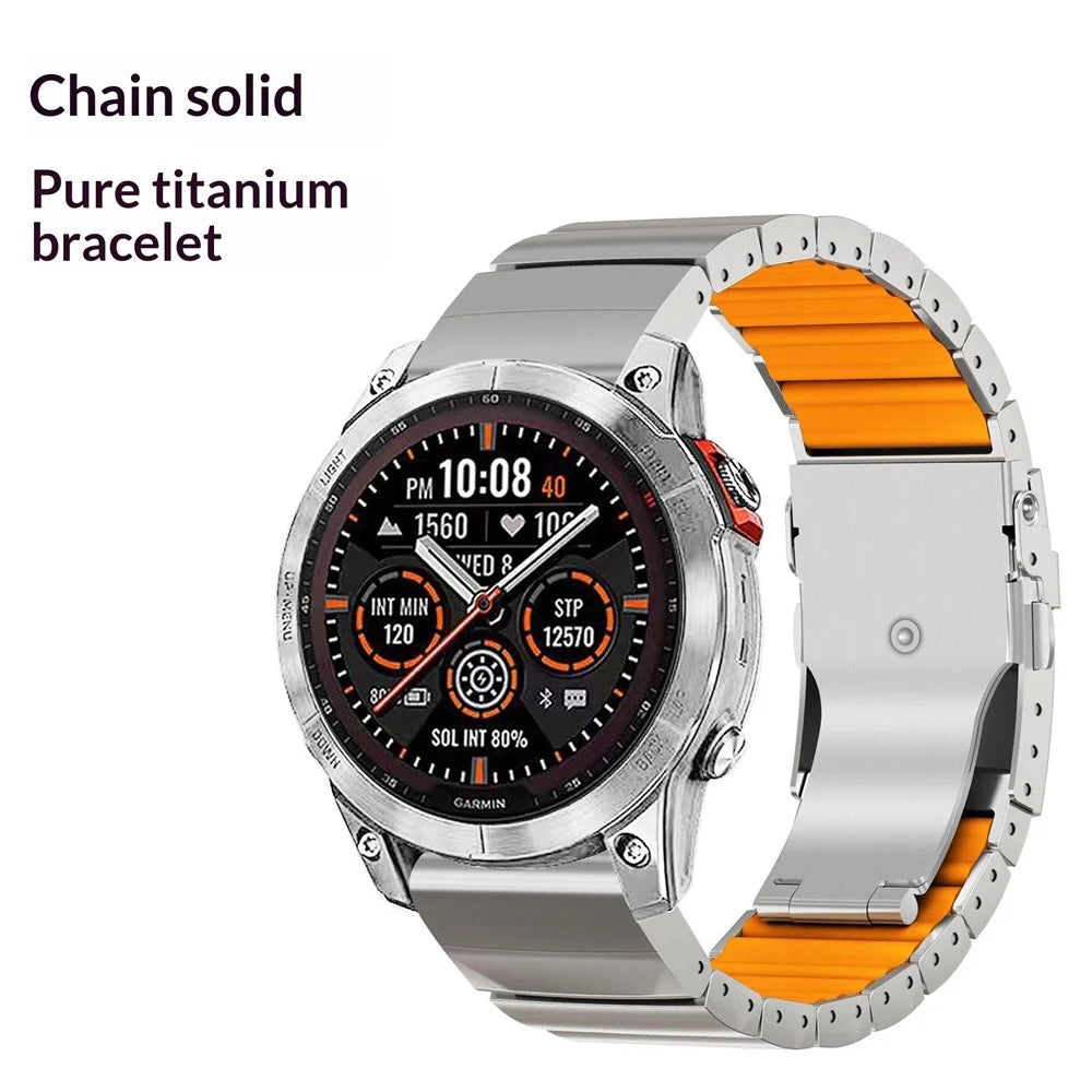 22mm Titanium Alloy + Silicone Watch Band for Garmin Fenix 8 Pro AMOLED 47mm  /  8 47mm  /  E 47mm Quick Release Replacement Strap - Silver  /  Black - 4
