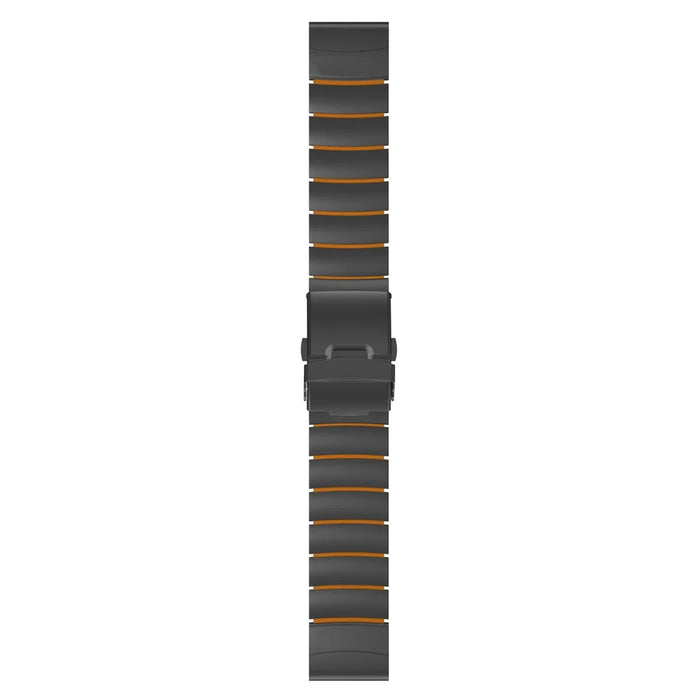 26mm Titanium Alloy + Silicone Watch Band for Garmin Fenix 8 Pro AMOLED 51mm  /  8 51mm  /  Enduro 3  /  Enduro 2 Quick Release Replacement Strap - Black  /  Orange - 2