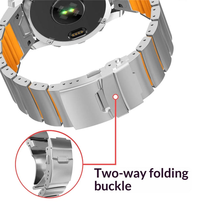 26mm Titanium Alloy + Silicone Watch Band for Garmin Fenix 8 Pro AMOLED 51mm  /  8 51mm  /  Enduro 3  /  Enduro 2 Quick Release Replacement Strap - Black  /  Orange - 5