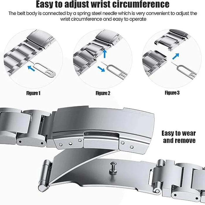 For Samsung Galaxy Fit3 Watch Band 3-Bead Turtle Back Buckle Titanium Alloy Strap - Black - 5