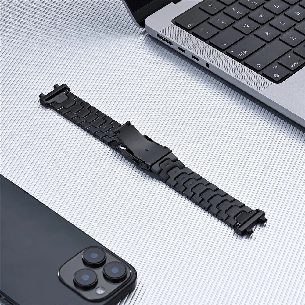 For Huami Amazfit T-Rex 2 Titanium Alloy Watch Strap Adjustable Wristband with Stainless Steel Buckle - Black - 5